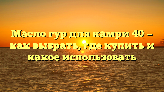 Масло гур для камри 40 — как выбрать, где купить и какое использовать