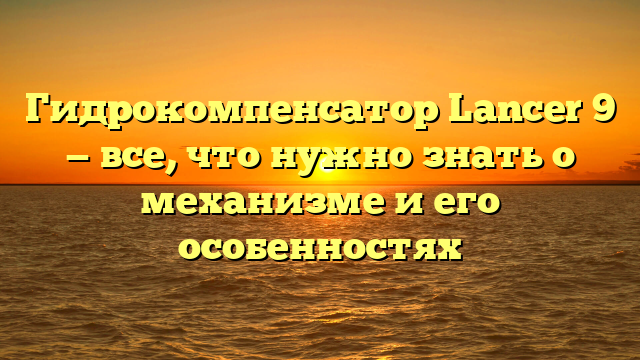 Гидрокомпенсатор Lancer 9 — все, что нужно знать о механизме и его особенностях