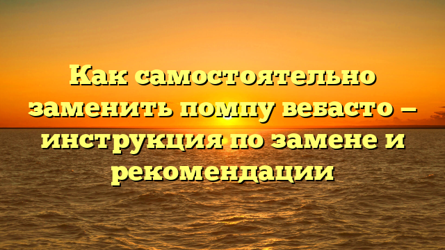 Как самостоятельно заменить помпу вебасто — инструкция по замене и рекомендации