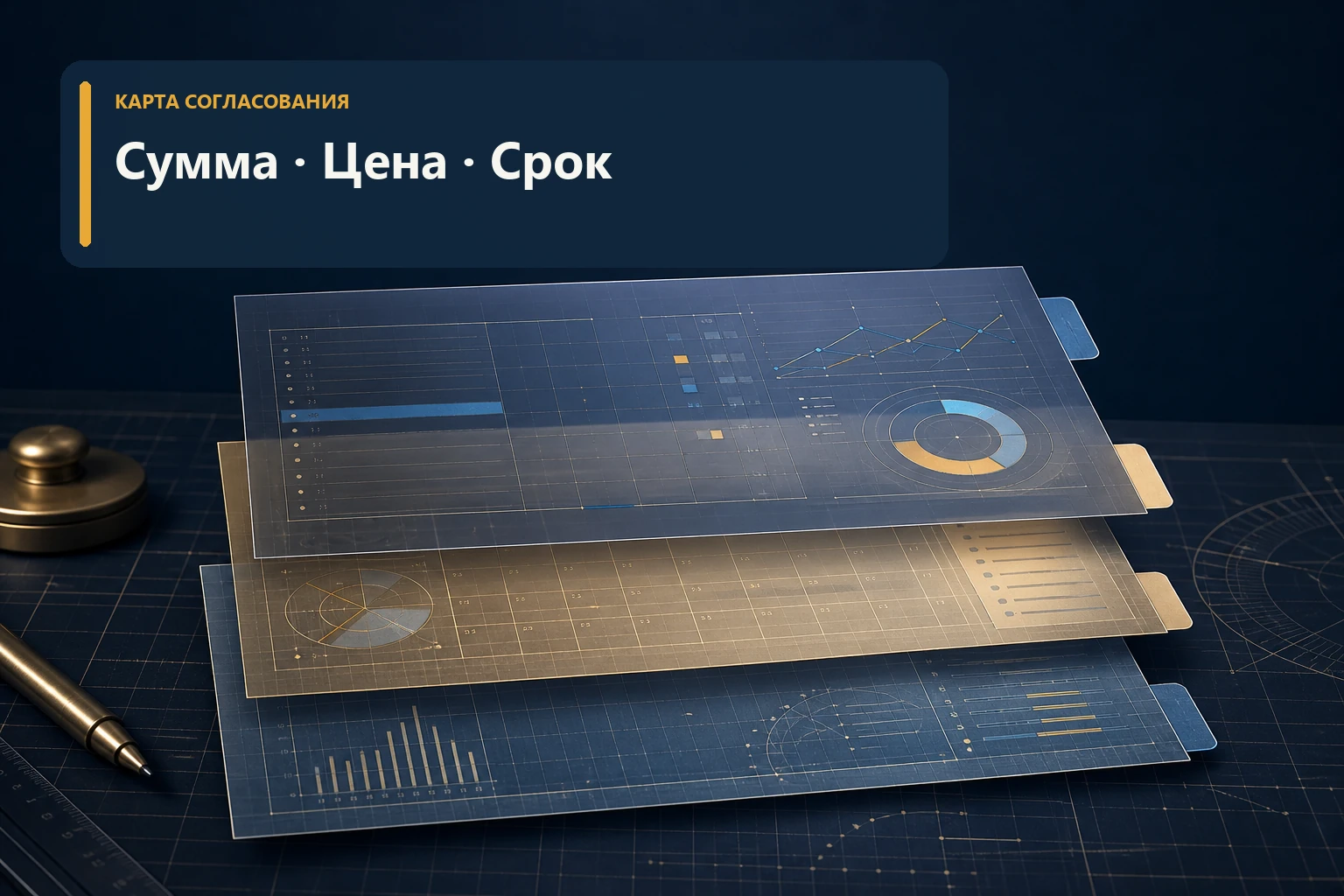 Многослойный чертёж условий займа с суммой, ценой и сроком без людей